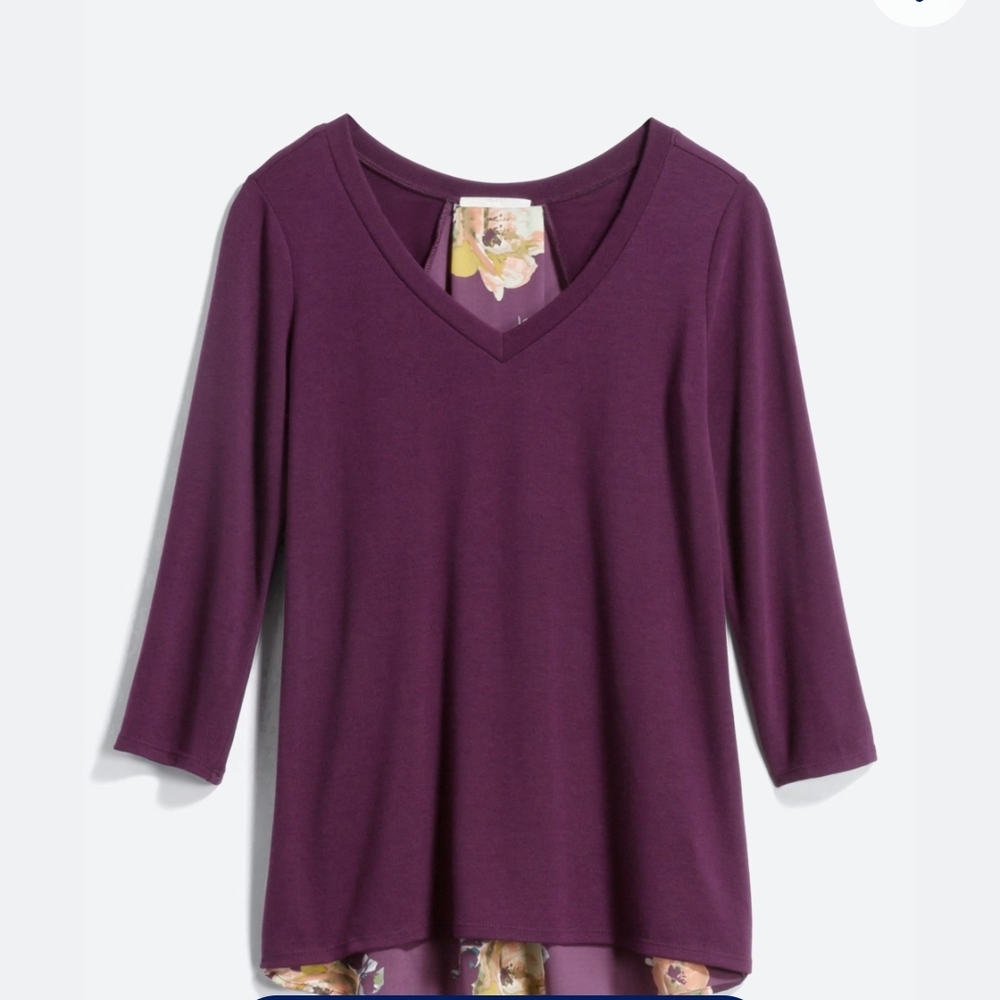 Le Lis Deep Purple V-Neck Blouse
